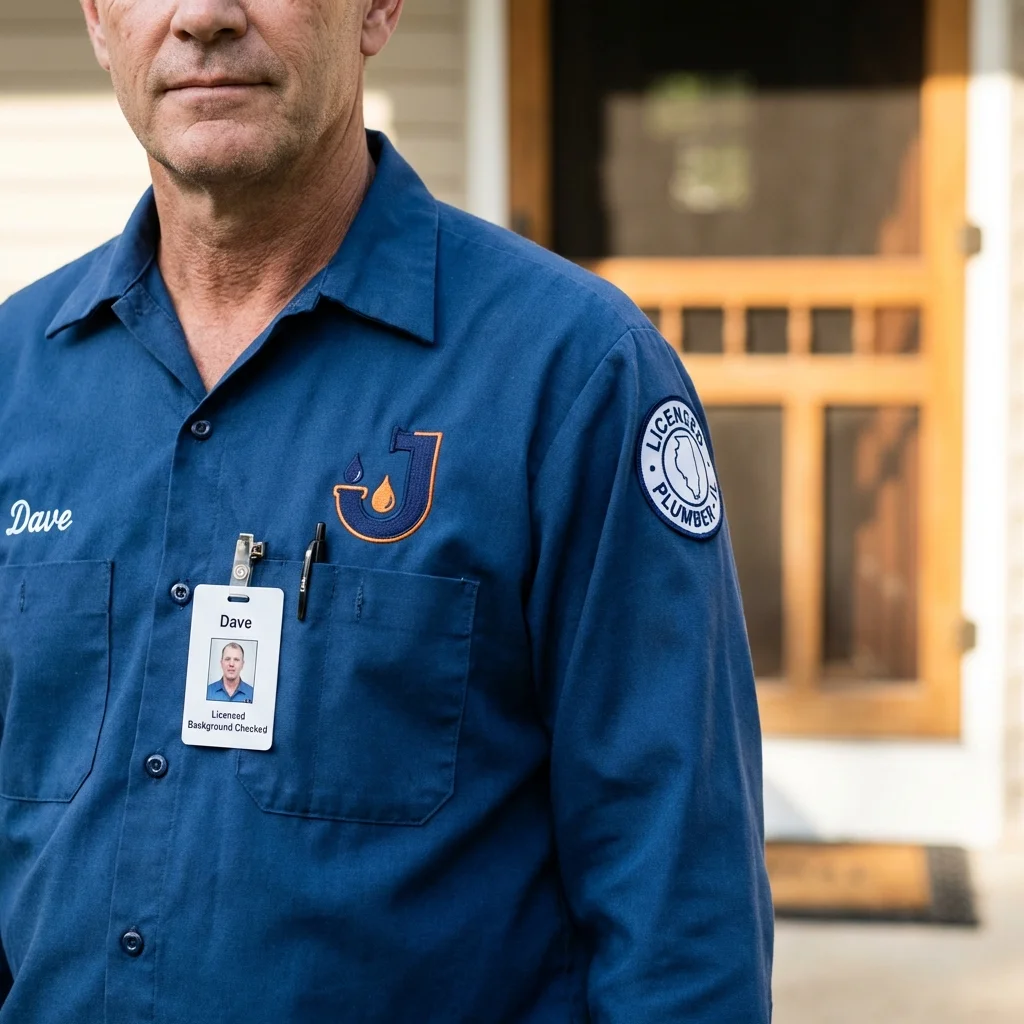 Licensed plumber showing ID badge in Pen Argyl, PA