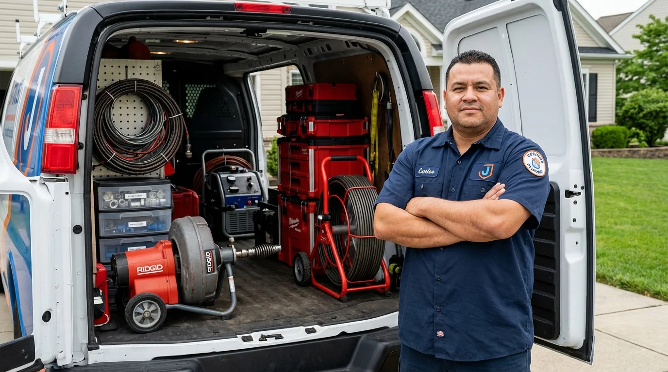 Professional drain cleaning equipment and Johns Plumbing LLC plumber in Pen Argyl