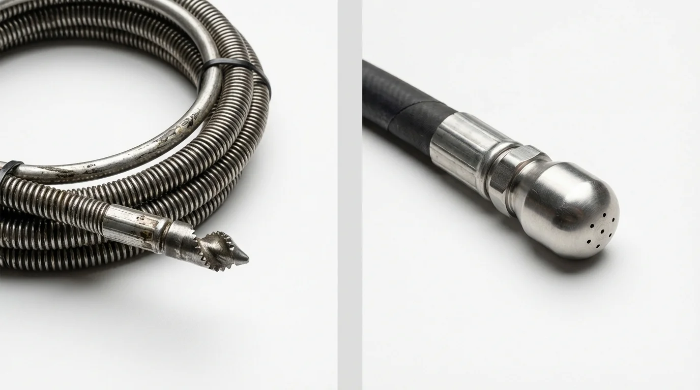 Drain snake cable and hydro jetting nozzle used for drain cleaning in Pen Argyl, PA
