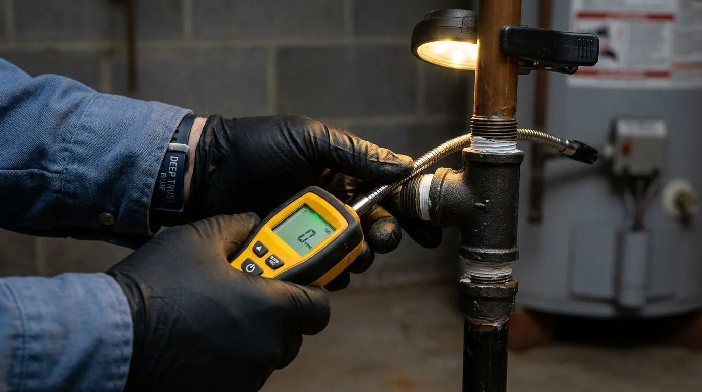 Gas leak detection with electronic sniffer by Johns Plumbing LLC in Pen Argyl
