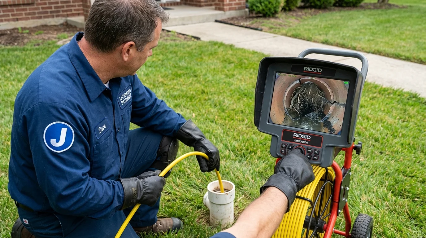 Sewer camera inspection being performed by Johns Plumbing LLC in Pen Argyl