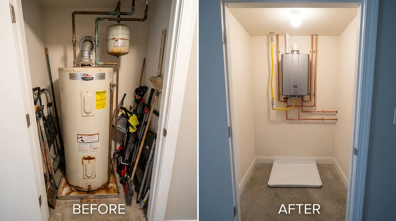 Tank water heater versus wall-mounted tankless unit comparison for Pen Argyl, PA homeowners